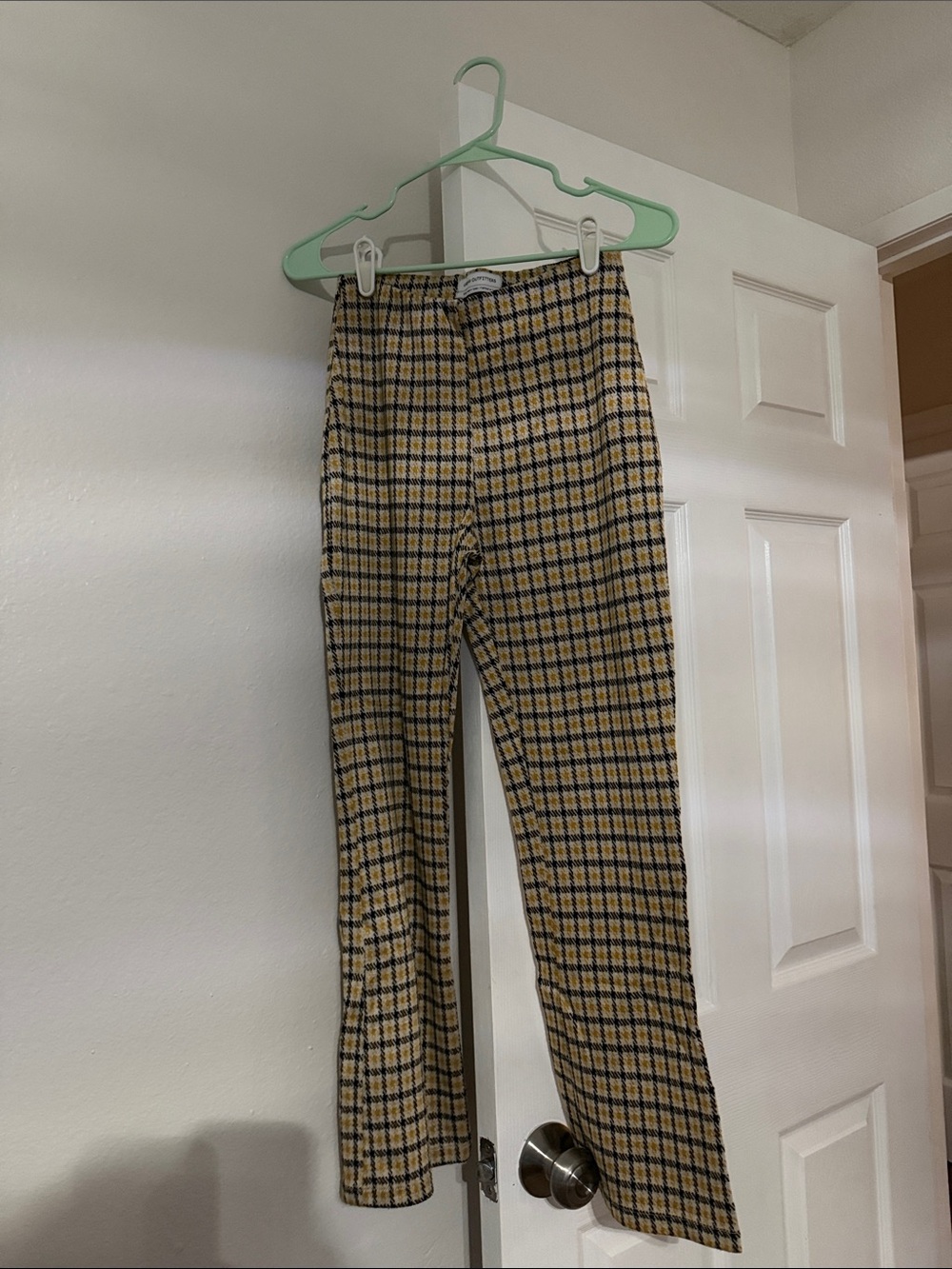 Urban Outfitters Yellow and Navy Plaid Corduroy Pants
